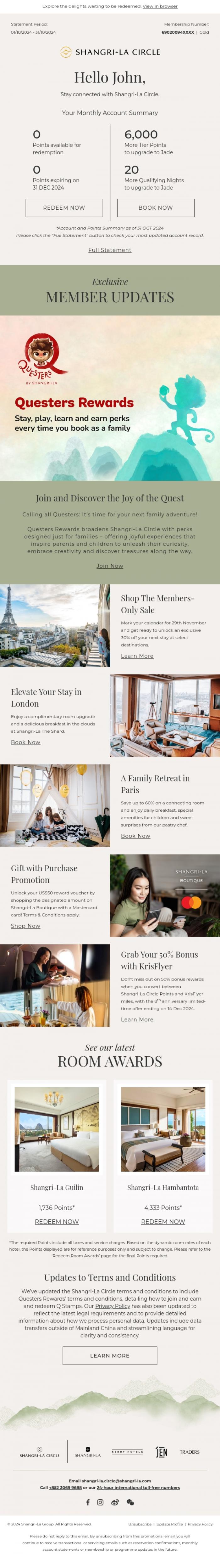 Email Design Inspiration from Shangri-La Circle, [Your Account Summary] Set Off on a Family Adventure!