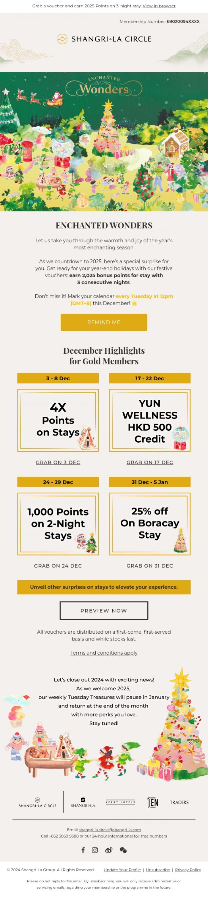 Email Design Inspiration from Shangri-La Circle, 'Tis the Season for Festive Flash Vouchers