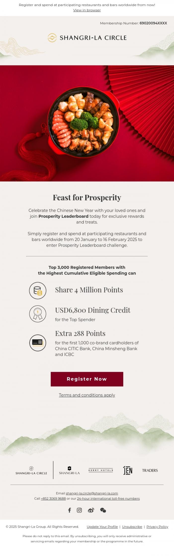 Email Design Inspiration from Shangri-La Circle, Prosperity Leaderboard🏆Grab Your Share of 4 Million Points!