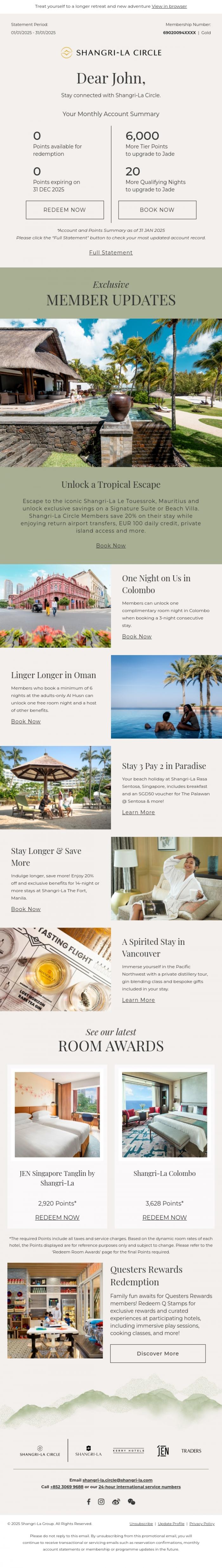 Email Design Inspiration from Shangri-La Circle, [Your Account Summary] Explore Exclusive Offers and Culinary Adventures