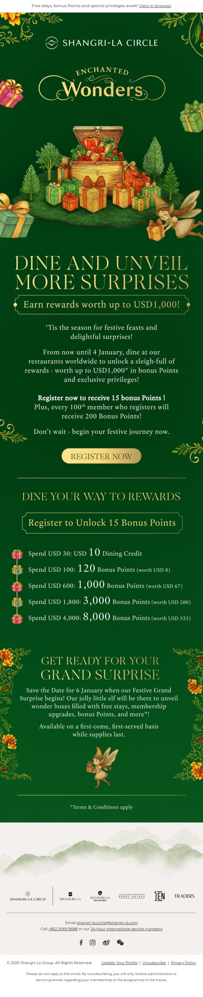 Email Design Inspiration from Shangri-La Circle, Unlock Festive Wonders🎄Worth up to USD 1,000💝