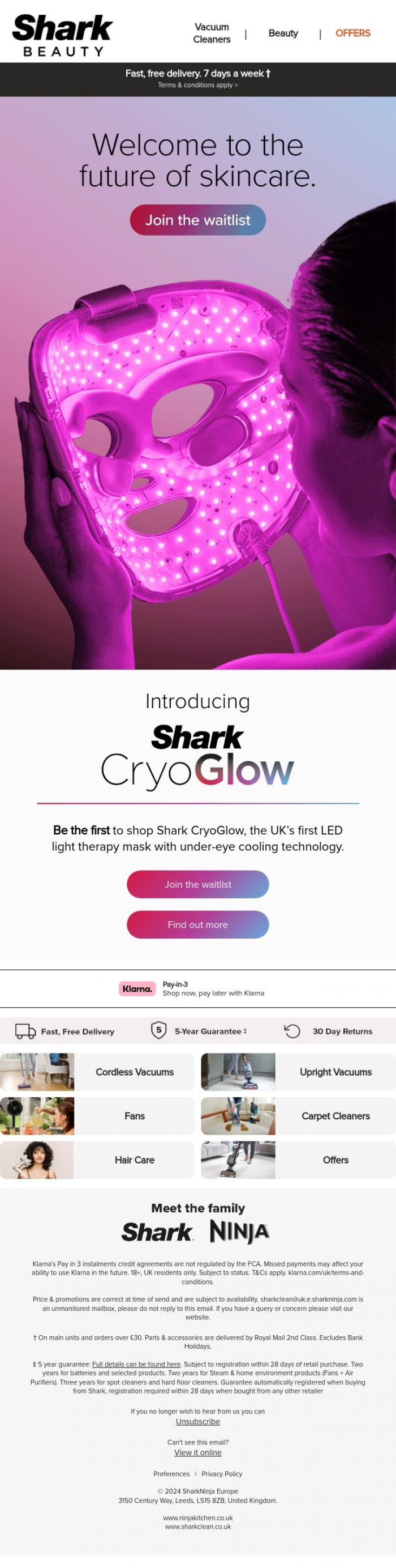 Email Design Inspiration from Shark, Get ready to meet the new face of skincare.