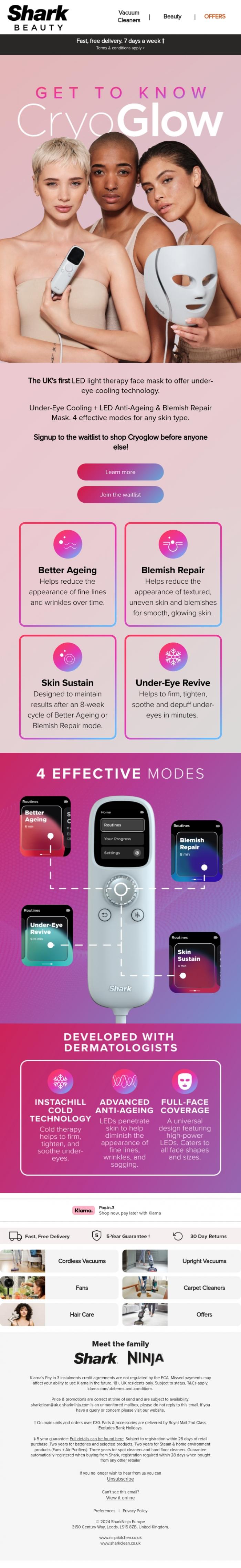 Email Design Inspiration from Shark, Don't be the last to know about Shark CryoGlow