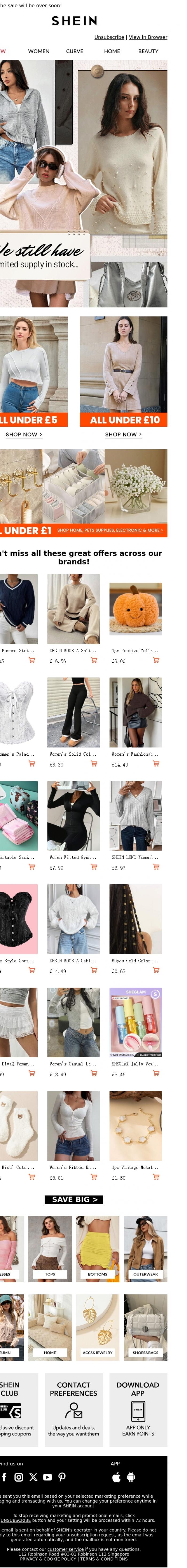 Email Design Inspiration from SHEIN, Final Call for Fashion Savings