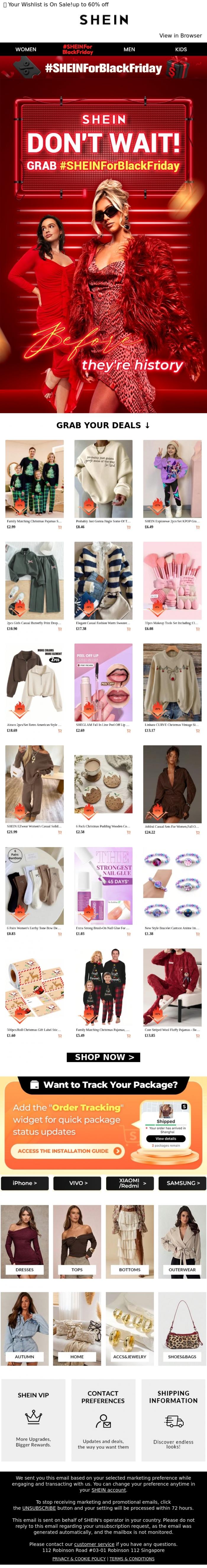 Email Design Inspiration from SHEIN, 🔥#SHEINForBlackFriday is LIVE! Deals Selling Fast