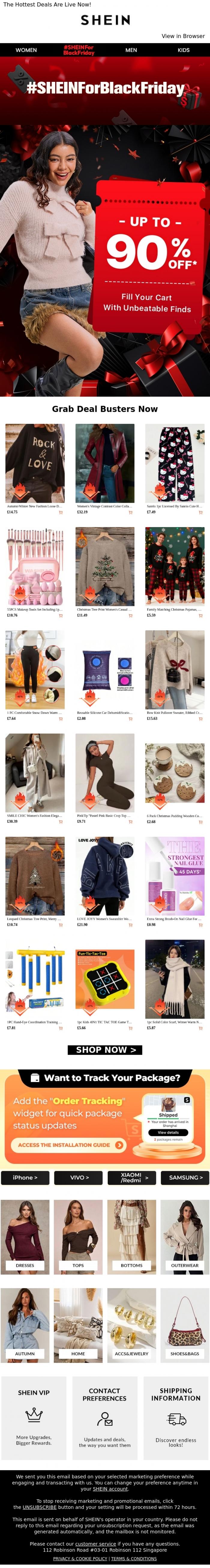 Email Design Inspiration from SHEIN, 💥Price Crash: #SHEINForBlackFriday Steals!