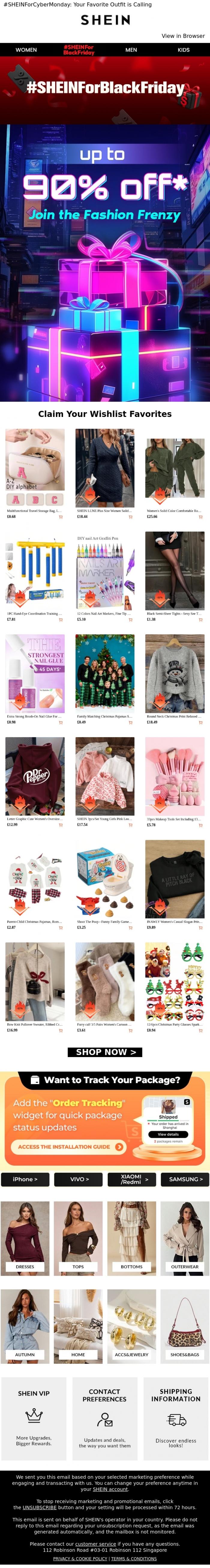 Email Design Inspiration from SHEIN, #SHEINForCyberMonday💖up to 90% off*