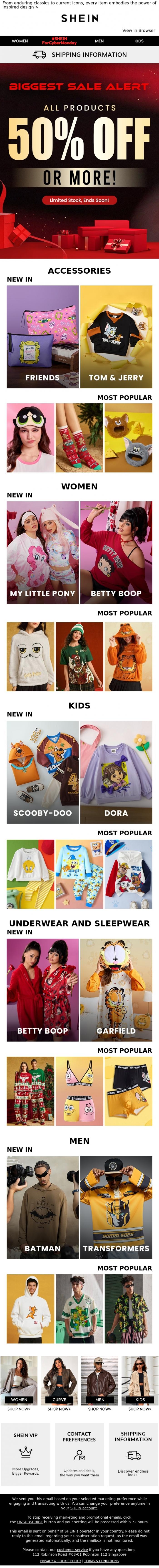 Email Design Inspiration from SHEIN, SHEINCollabs | Timeless & Trending