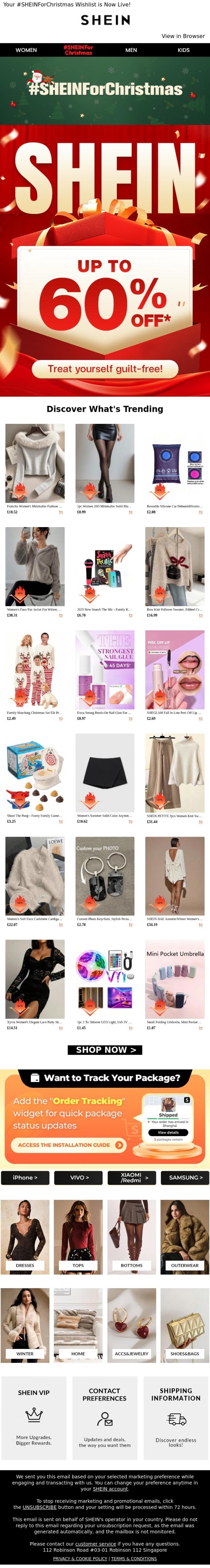 Email Design Inspiration from SHEIN, #SHEINForChristmas🎁up to 60% off*