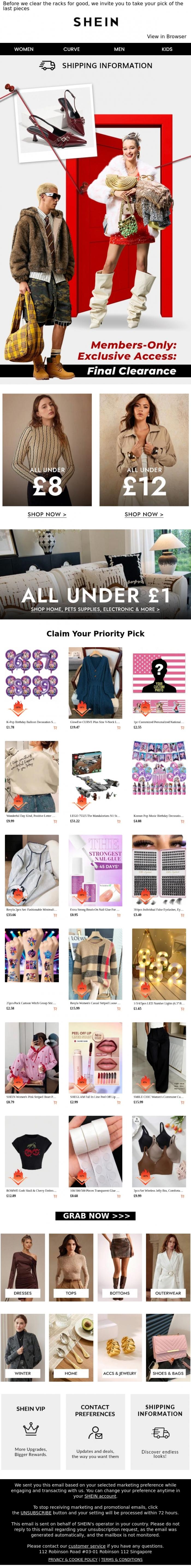 Email Design Inspiration from SHEIN, The Clearance Floor Is Open