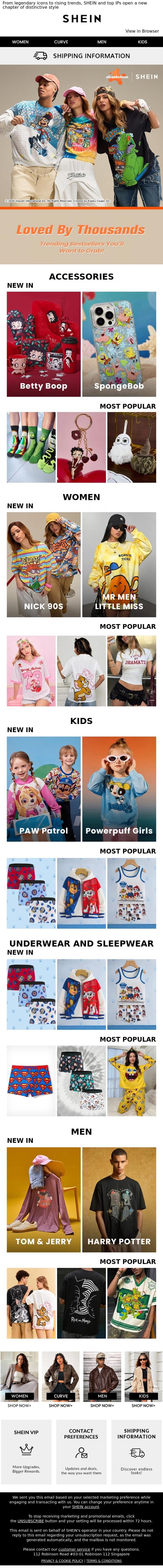 Email Design Inspiration from SHEIN, SHEINCollabs | Leading the Collaboration Trend