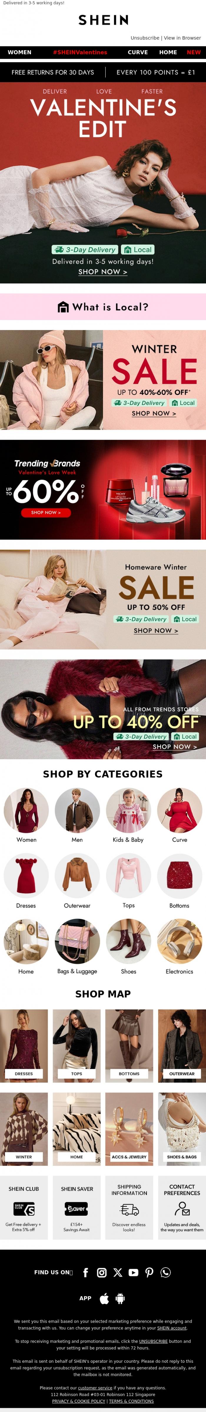 Email Design Inspiration from SHEIN, Love, delivered on time ❤️ 