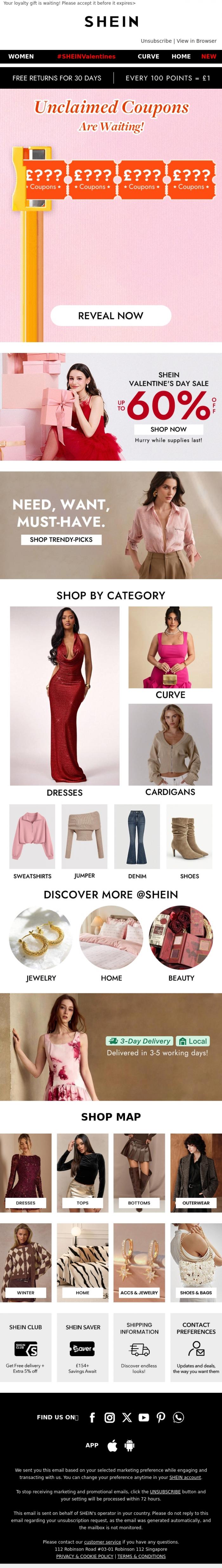 Email Design Inspiration from SHEIN, theemailgallery. Shh... Your hidden gift(s) Are Here