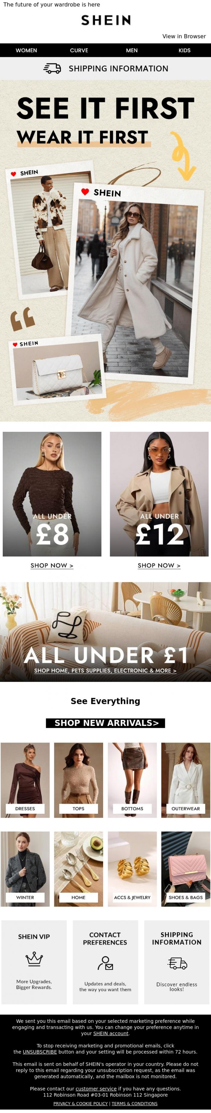 Email Design Inspiration from SHEIN, New Arrivals Just Landed ✨