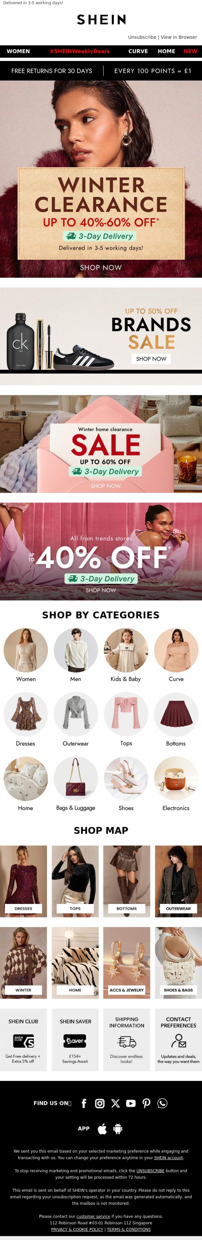 Email Design Inspiration from SHEIN, 🔥 Winter Clearance ❄