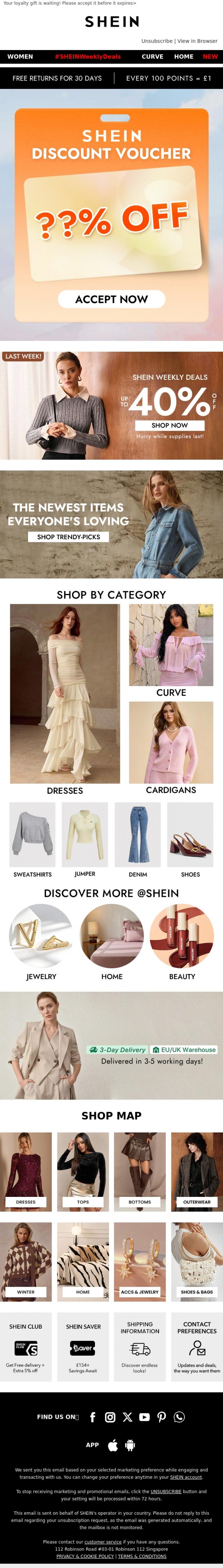 Email Design Inspiration from SHEIN, theemailgallery. You received a thank-you reward