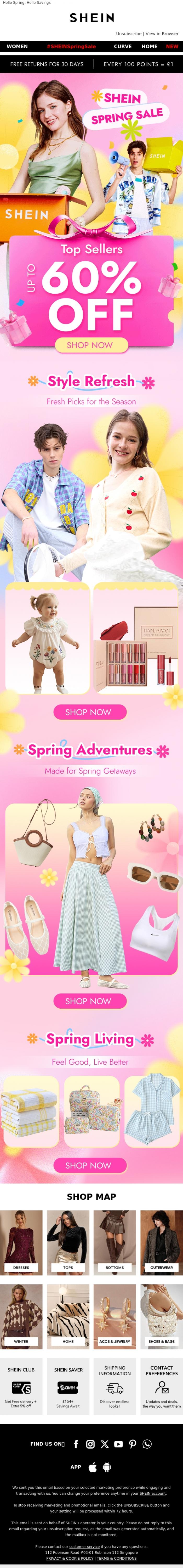 Email Design Inspiration from SHEIN, Your Spring, Your Style, Your SHEIN.