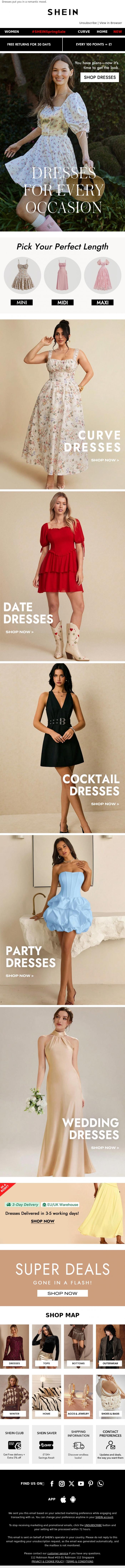 Email Design Inspiration from SHEIN, DRESSES FOR EVERY OCCASION