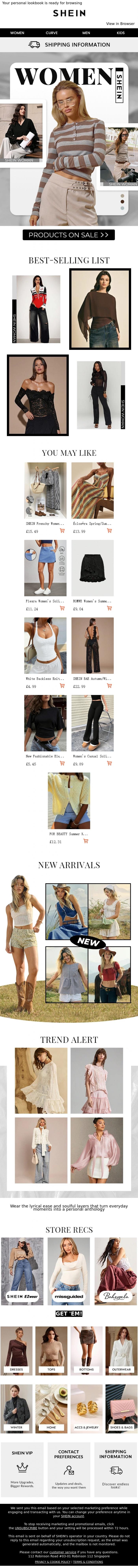 Email Design Inspiration from SHEIN, SHEIN WOMEN |&nbsp; This Month's Wardrobe Inspo, Delivered! ✨
