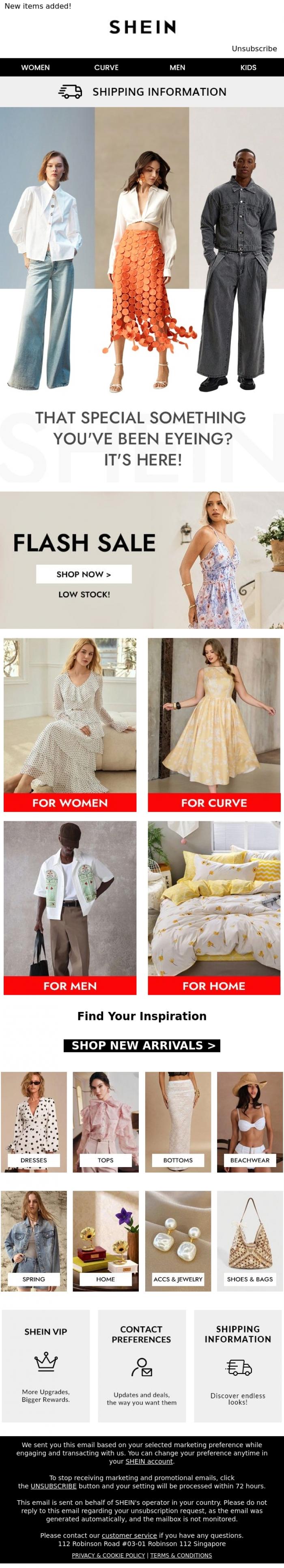 Email Design Inspiration from SHEIN, Treat yourself to something special!