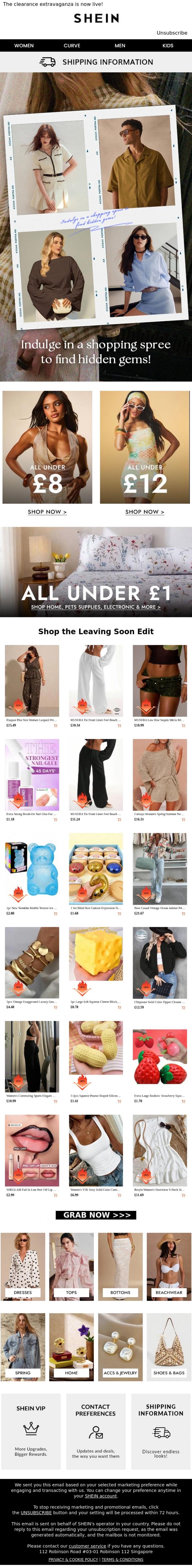 Email Design Inspiration from SHEIN, Unbeatable prices on the season's essentials!