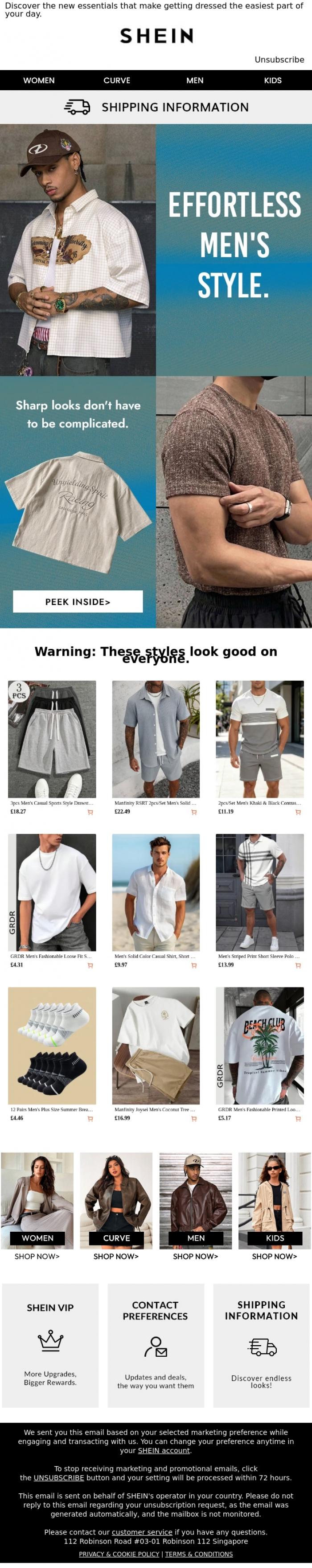Email Design Inspiration from SHEIN, Upgrade your menswear game effortlessly 👔