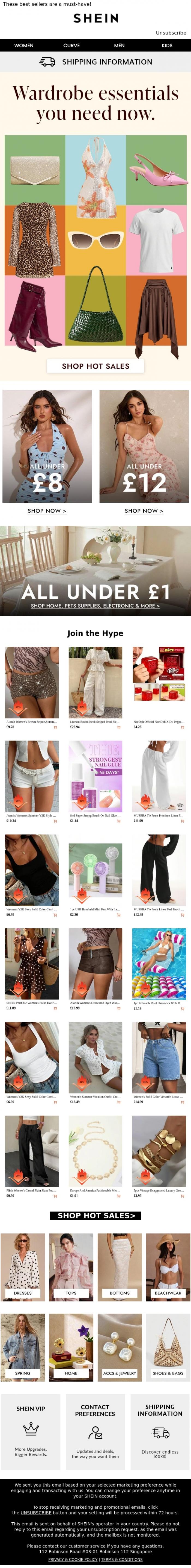 Email Design Inspiration from SHEIN, Best Sellers for Your Needs