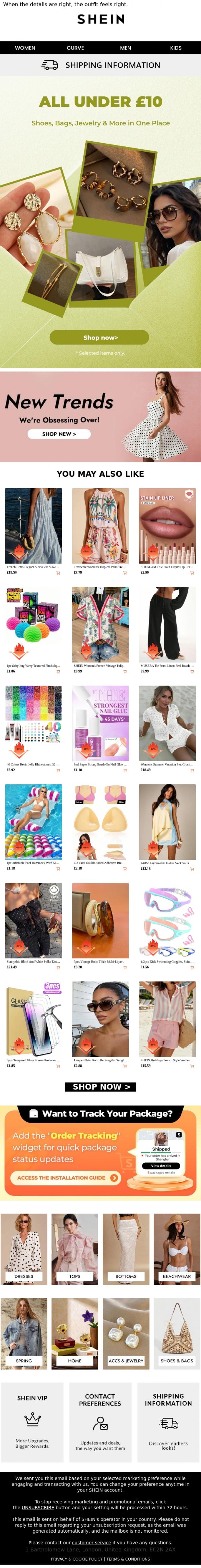 Email Design Inspiration from SHEIN, 💎💎All under &pound;10 - Shoes, Bags & Jewelry to Complete Your Look