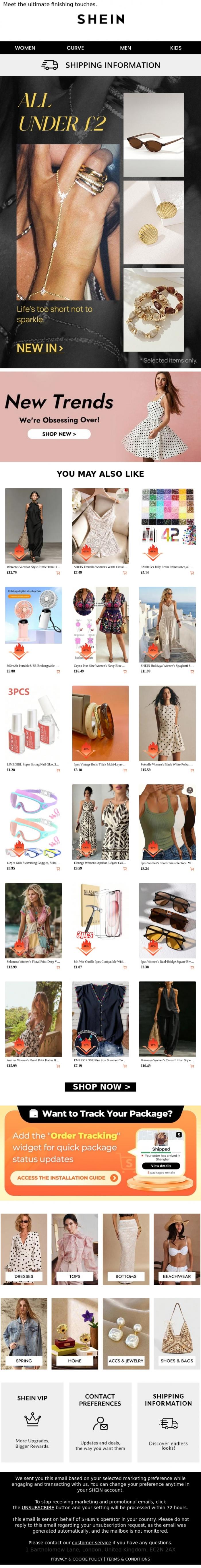 Email Design Inspiration from SHEIN, NEW IN✨All under &pound;2 | Refresh your jewelry look for less.