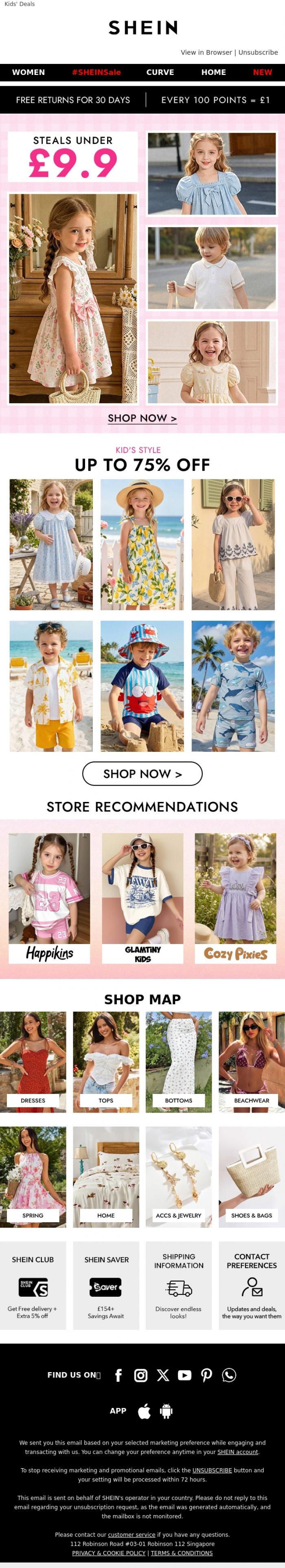 Email Design Inspiration from SHEIN, Play-Day Outfits Under &pound;9.9