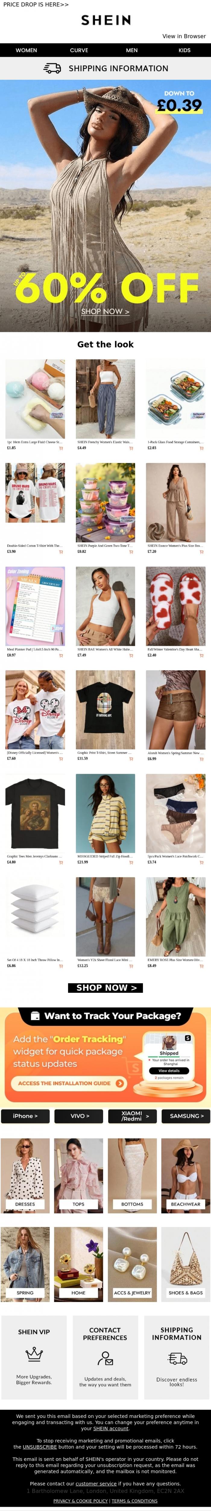 Email Design Inspiration from SHEIN, The Ultimate Price Drop Collection