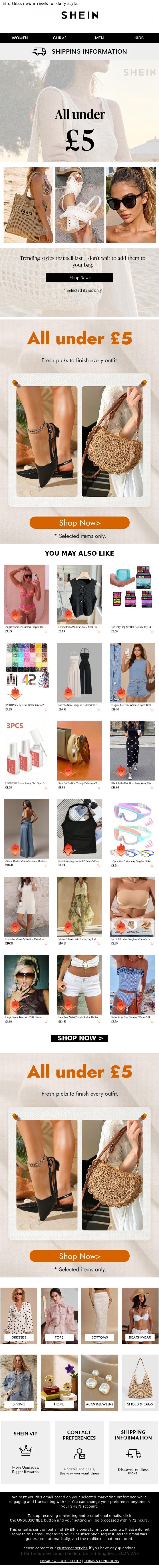 Email Design Inspiration from SHEIN, All under &pound;5 |🔥Trend Edit Shoes & Bags.