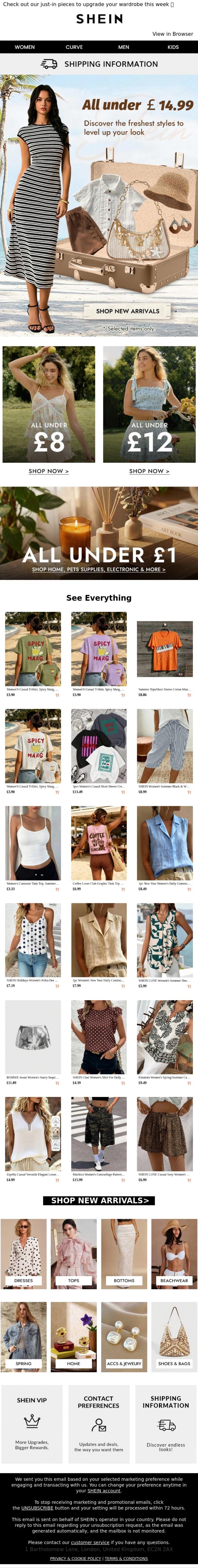 Email Design Inspiration from SHEIN, All under ￡14.99 | Time to shop the newest additions!