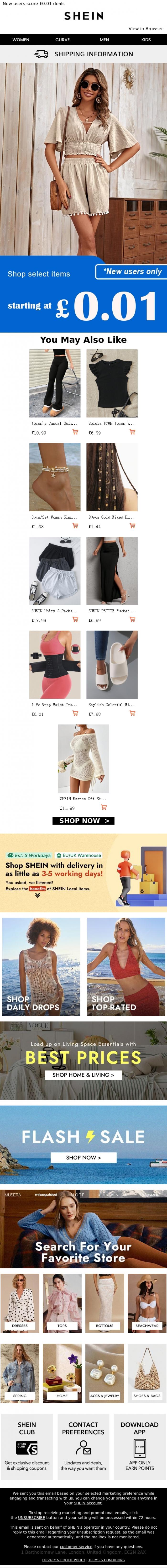 Email Design Inspiration from SHEIN, Claim your welcome gift