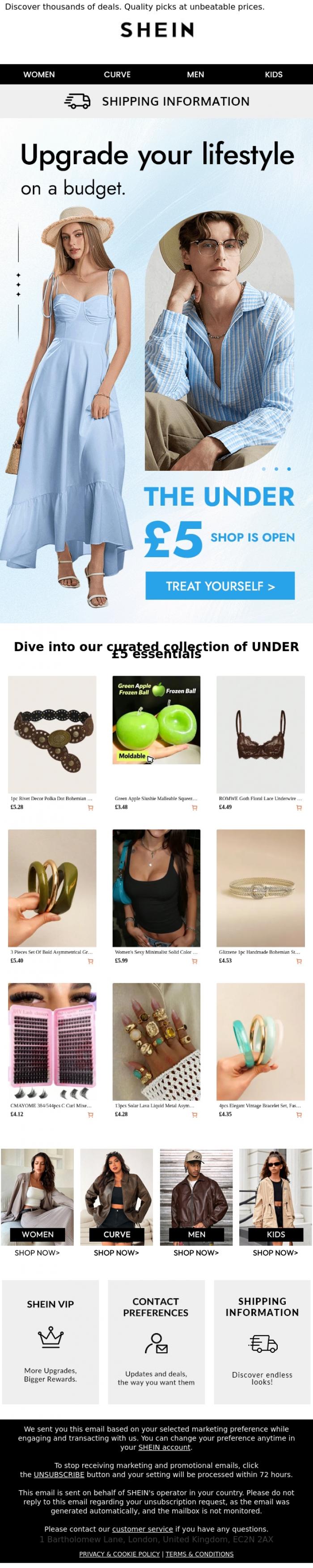 Email Design Inspiration from SHEIN, Everything UNDER &pound;5? Yes, please! ✨