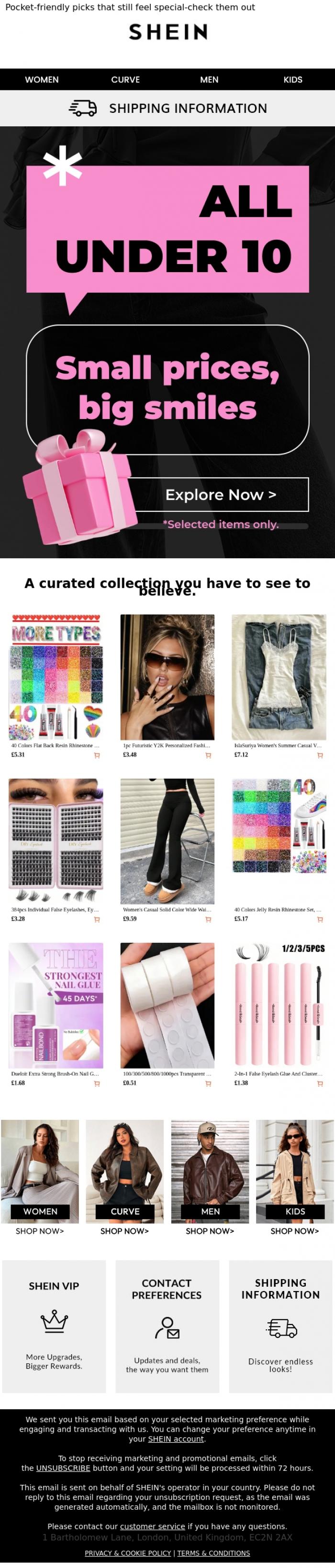 Email Design Inspiration from SHEIN, Under 10 | Wallet-friendly picks