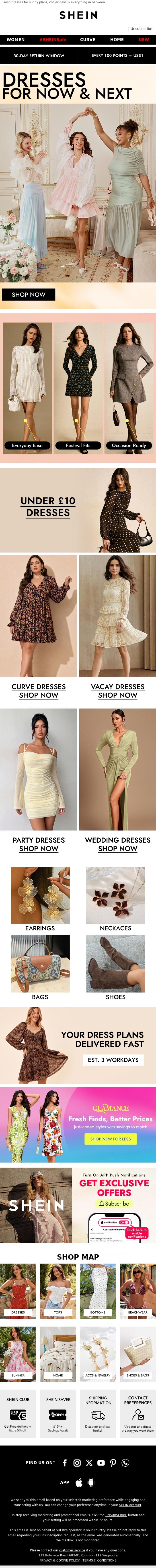 Email Design Inspiration from SHEIN, The Dress Forecast: Summer &rarr; Autumn 🍂		