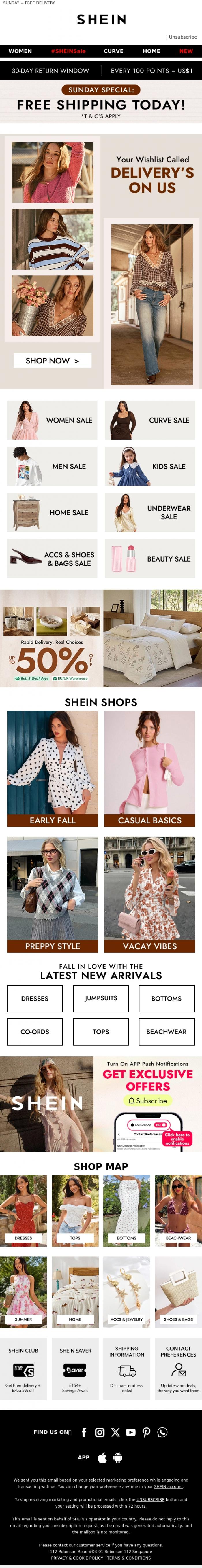 Email Design Inspiration from SHEIN, Something's Waiting This Sunday... 🚚