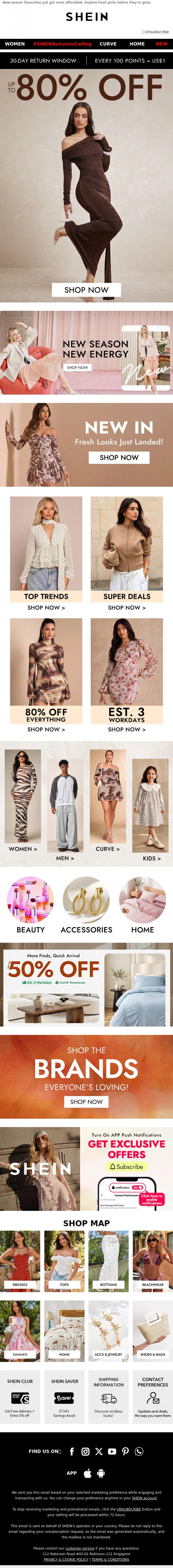 Email Design Inspiration from SHEIN, Autumn Must-Sees UP TO 80% OFF ✨