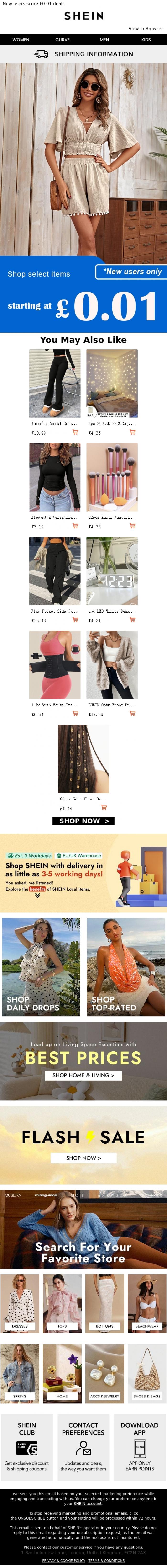 Email Design Inspiration from SHEIN, Claim your welcome gift