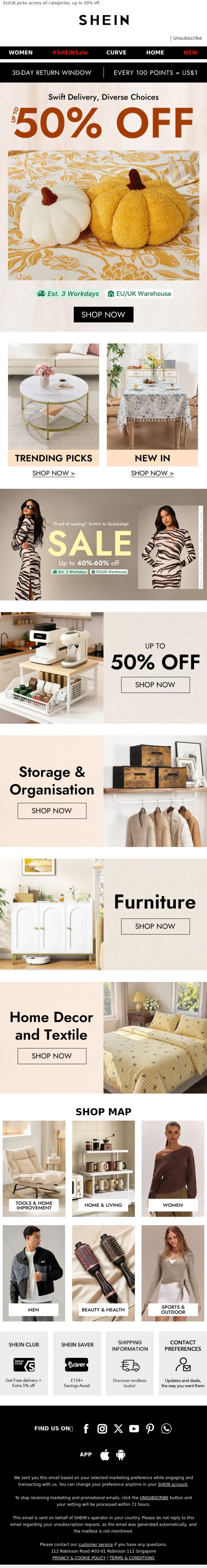 Email Design Inspiration from SHEIN, From Click To Cosy In 3 Days ✨ UP TO 50% OFF