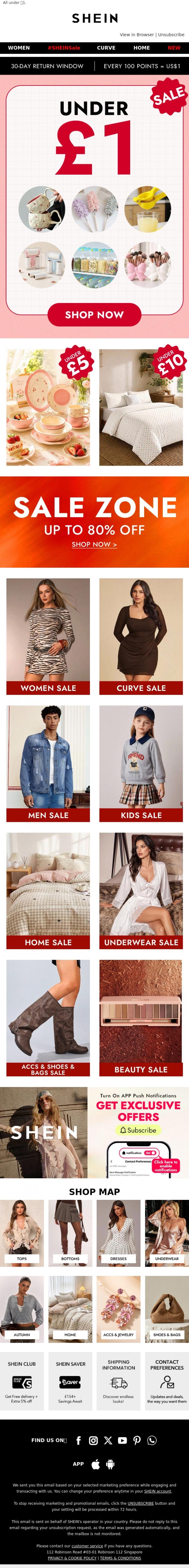 Email Design Inspiration from SHEIN, theemailgallery, All Under &pound;1? Yes!