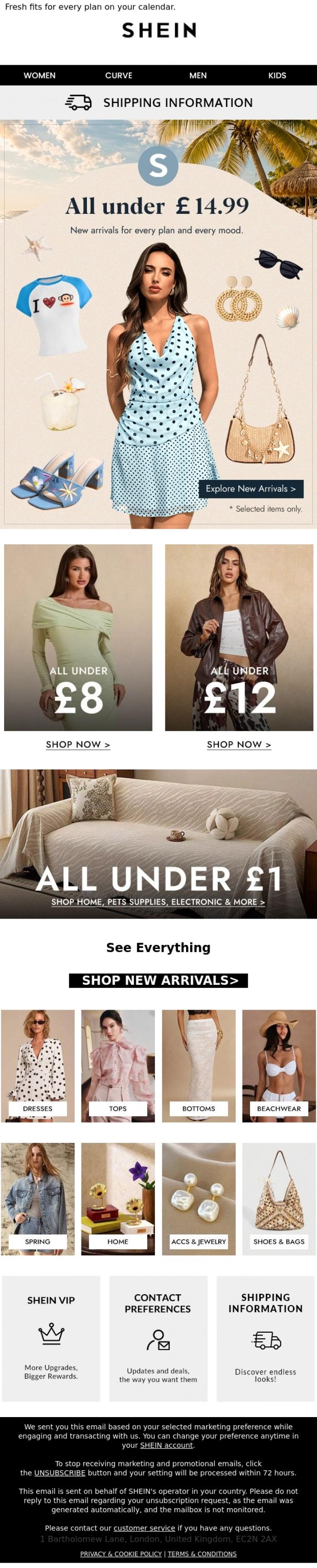 Email Design Inspiration from SHEIN, All&nbsp;under&nbsp;￡14.99&nbsp;|&nbsp;Fresh&nbsp;Arrivals:&nbsp;Upgrade&nbsp;Your&nbsp;Look