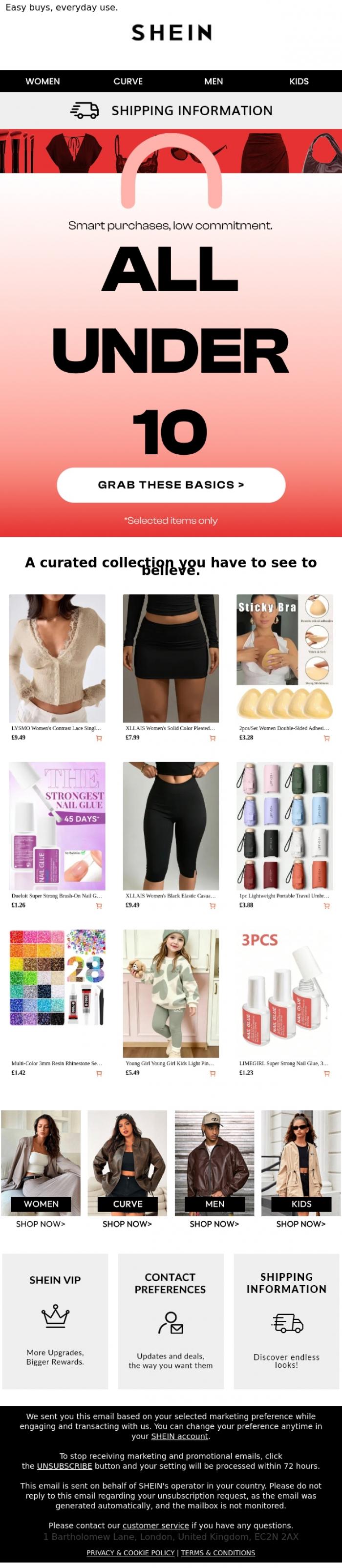 Email Design Inspiration from SHEIN, All under 10 | Budget‑Friendly Picks for Everyone