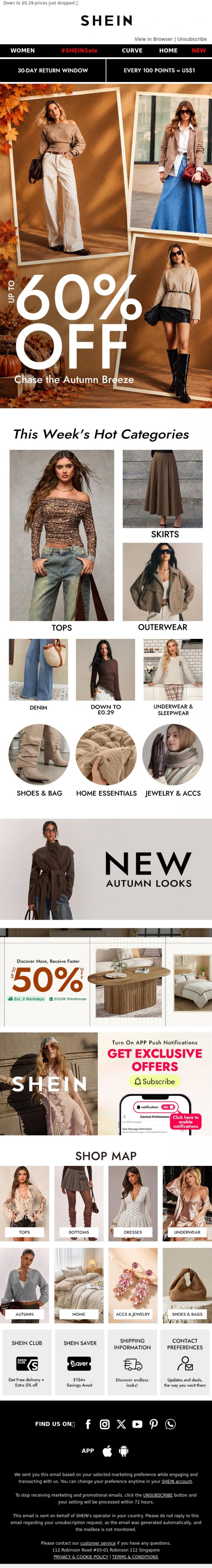 Email Design Inspiration from SHEIN, &pound;0.29 Price Drop Alert 📉