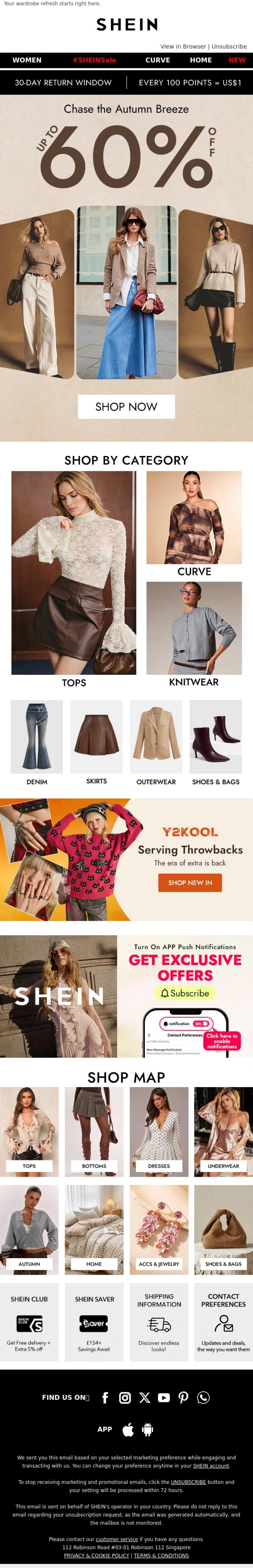 Email Design Inspiration from SHEIN, Cheaper Than Your Morning Coffee - From &pound;0.19