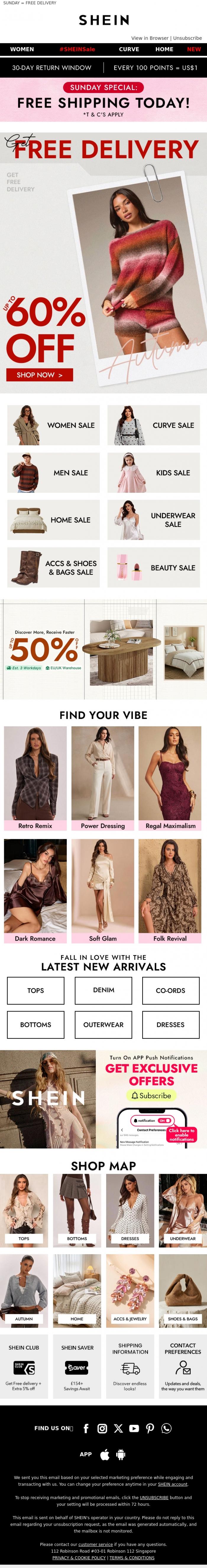 Email Design Inspiration from SHEIN, theemailgallery, Your Free Delivery Weekend Starts Now 🛍️		