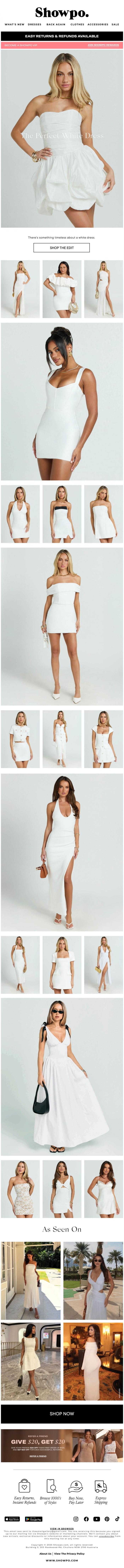 Email Design Inspiration from Showpo, The Dresses On Everyone's Wishlist