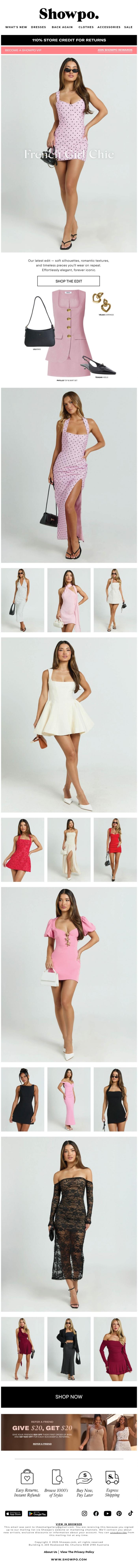 Email Design Inspiration from Showpo, Trend Alert: French Girl Chic