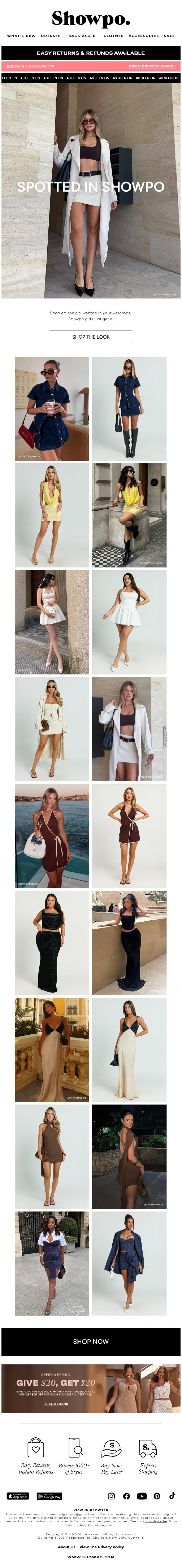 Email Design Inspiration from Showpo, Your New Outfit Inspo